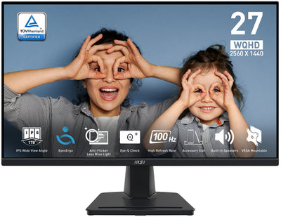 MSI Pro MP275Q platta pc-skärmar 68,6 cm (27") 2560 x 1440 pixlar Wide Quad HD LED Svart