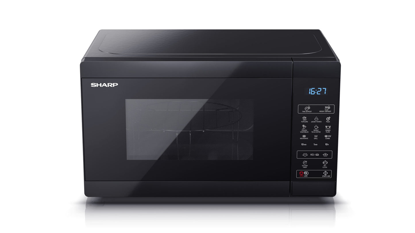 Sharp YC-MG02E-B mikrovågsugn Bänkdiskmaskin Grillmikrovågsugn 20 l 800 W Svart