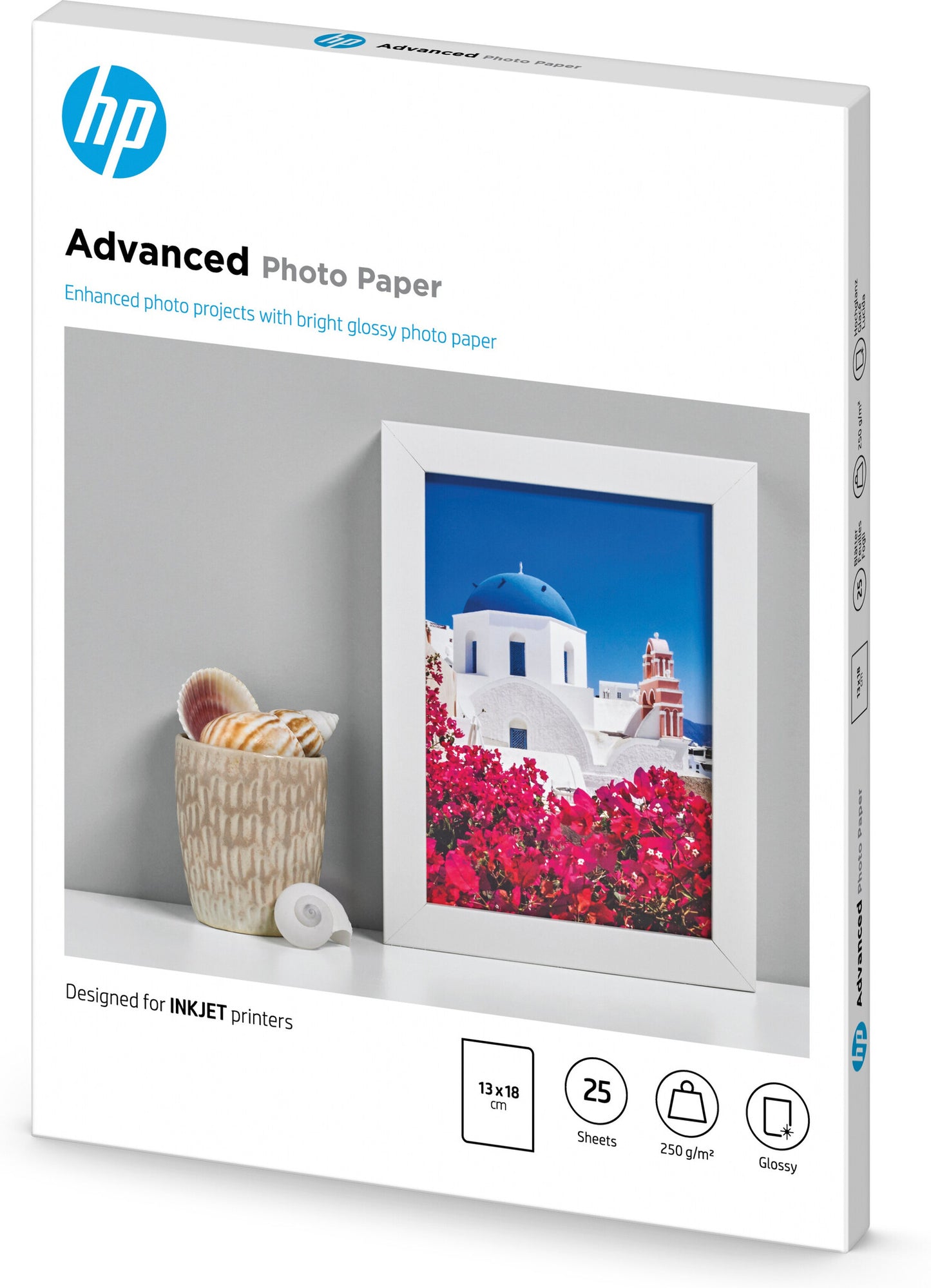 HP Advanced Photo-papper, glättat, 250 g/m2, 13 x 18 cm (127 x 178 mm), 25 ark