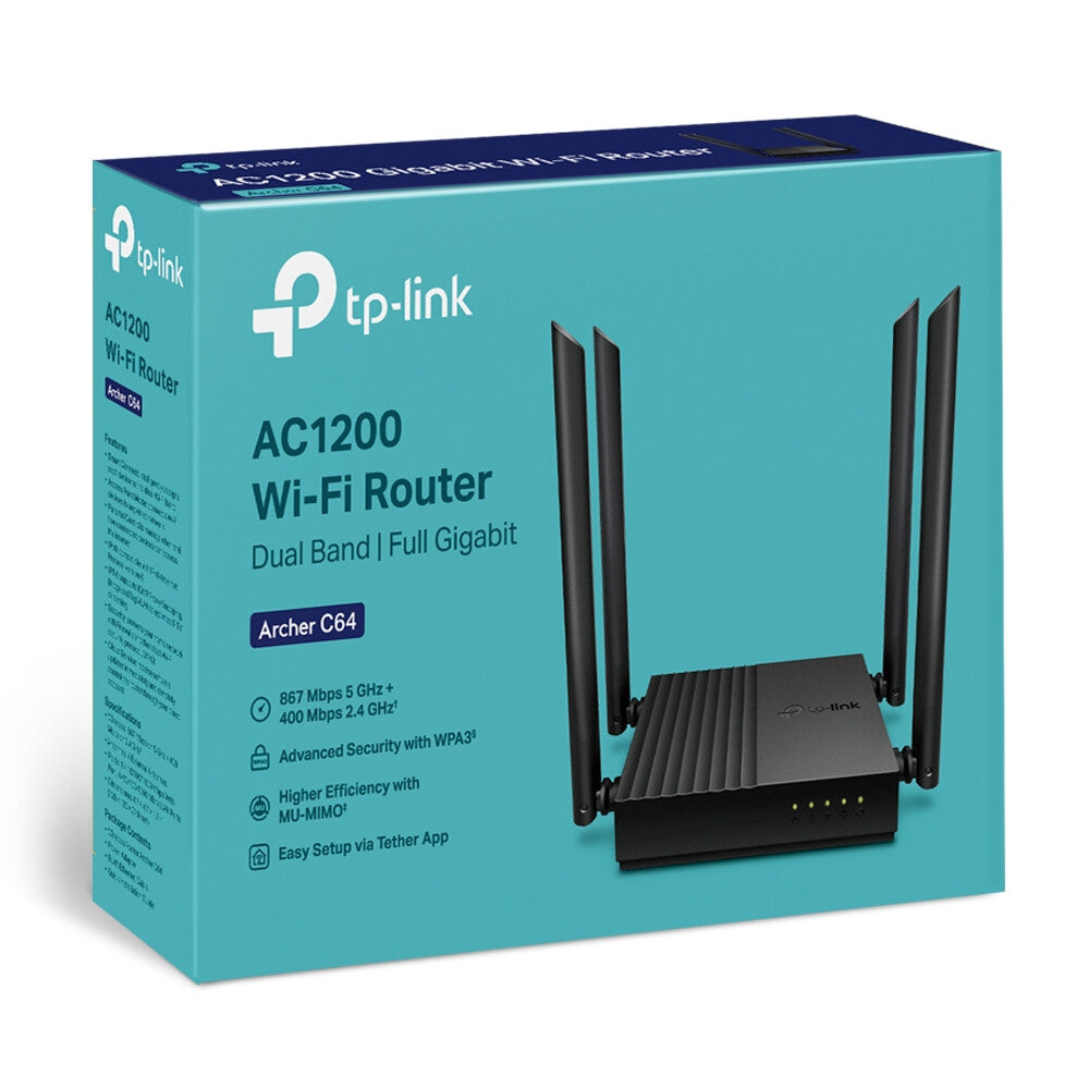 TP-Link Archer C64 trådlös router Gigabit Ethernet Dual-band (2,4 GHz / 5 GHz) Svart