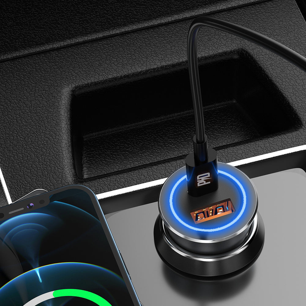 DUDAO Car Charger 45W PD+ QC5.0 1xUSB+1XType C Universal Silver Cigarr tändare Snabb laddning Automatisk