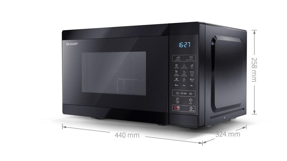 Sharp YC-MG02E-B mikrovågsugn Bänkdiskmaskin Grillmikrovågsugn 20 l 800 W Svart
