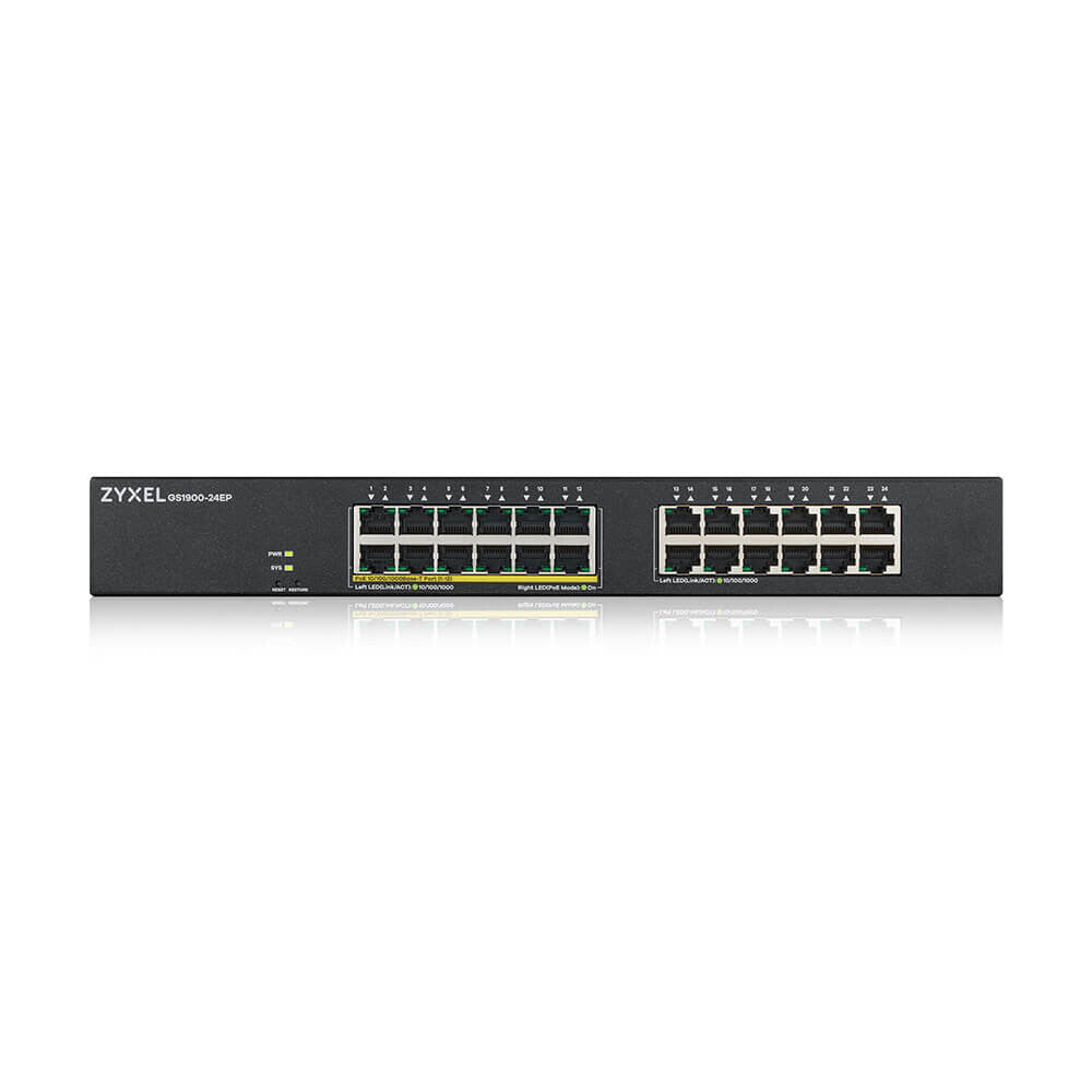 Zyxel GS1900-24EP hanterad L2 Gigabit Ethernet (10/100/1000) Strömförsörjning via Ethernet (PoE) stöd Svart