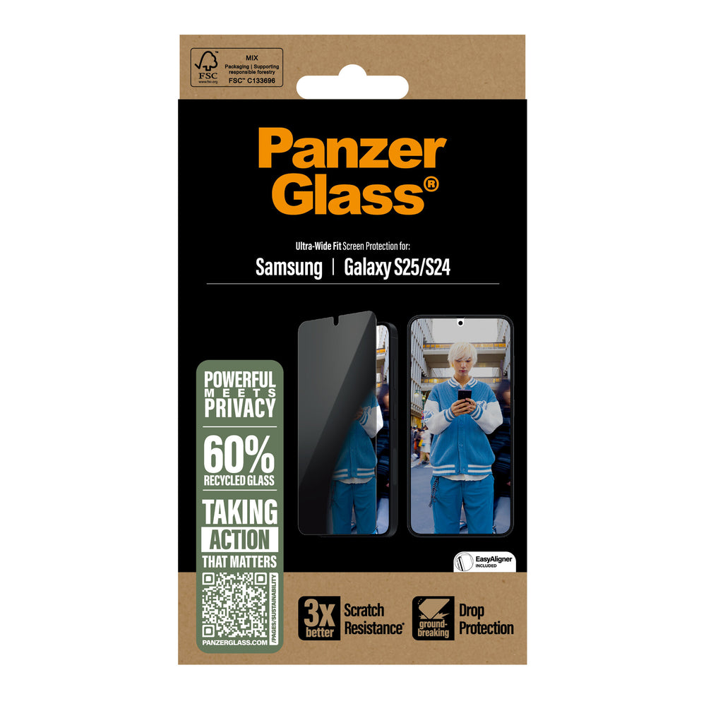 PanzerGlass Ultra Wide Fit Privacy Genomskinligt skärmskydd Samsung 1 styck