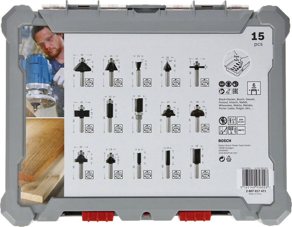 Bosch 2 607 017 471 fräsar Fräs sats 15 styck