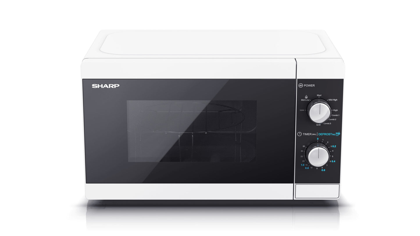 Sharp YC-MG01E-W mikrovågsugn Svart, Vit Grillmikrovågsugn Bänkdiskmaskin 20 l 800 W