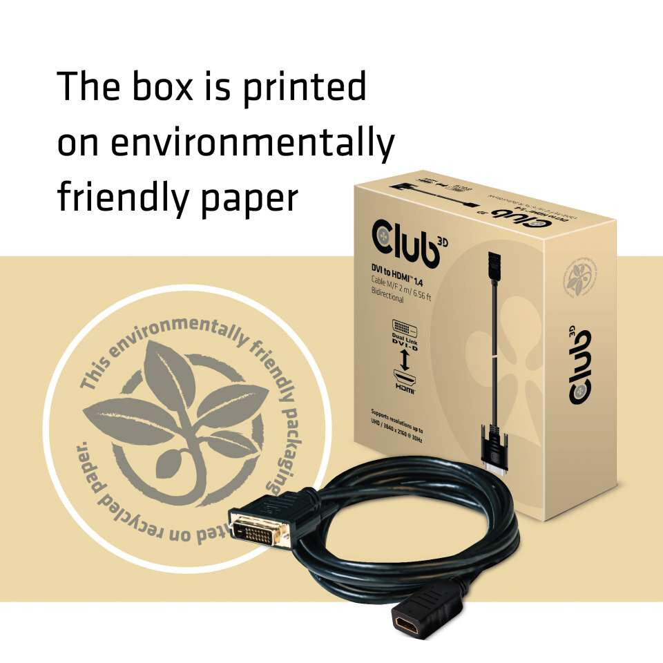 CLUB3D DVI to HDMI 1.4 Cable M/F 2m/6.56ft Bidirectional