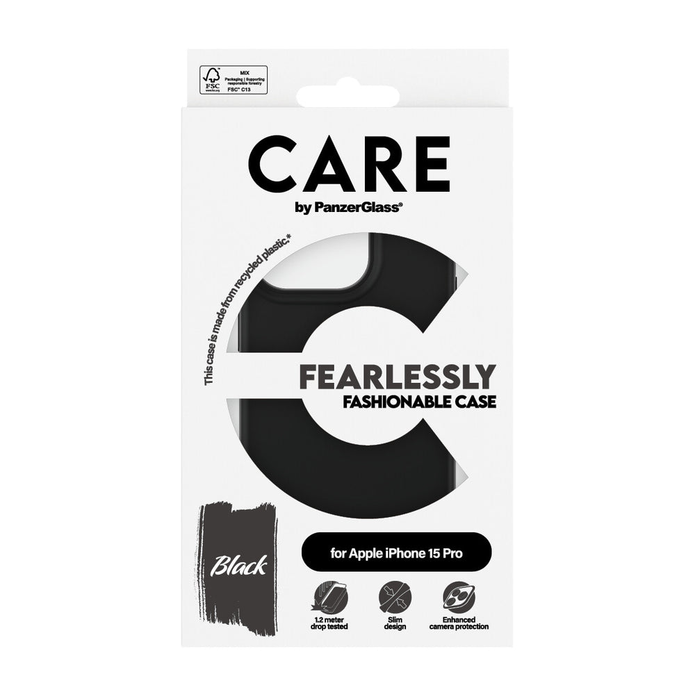 PanzerGlass CARE by PG BLK iPhone 15 Pro mobiltelefonfodral Omslag Transparent