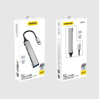 DUDAO A16T 4-in-4 USB-C Hub Kabel USB 3.2 Gen 1 (3.1 Gen 1) Type-C Grå