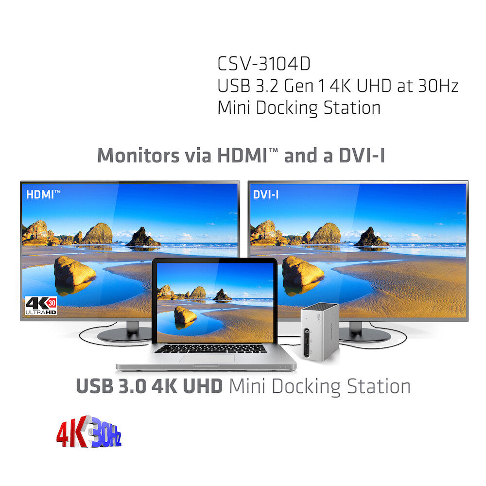 CLUB3D SenseVision USB 3.0 4K UHD Mini Docking Station