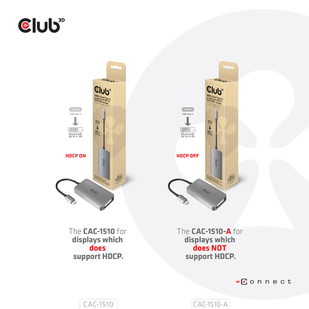 CLUB3D CAC-1510-A videokabeladapter 0,25 m USB Type-C DVI Grå
