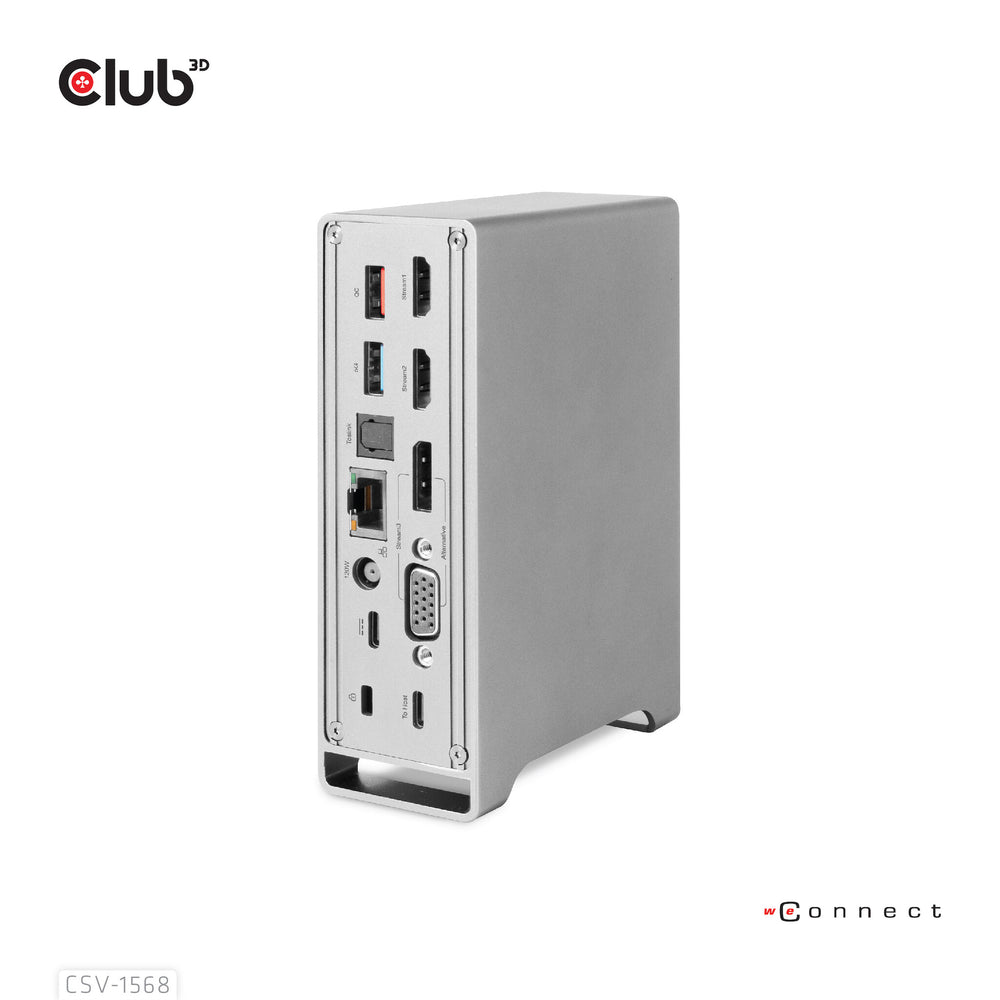 CLUB3D CSV-1568 dockningsstationer för bärbara datorer Dockning USB 3.2 Gen 2 (3.1 Gen 2) Type-C Metallisk