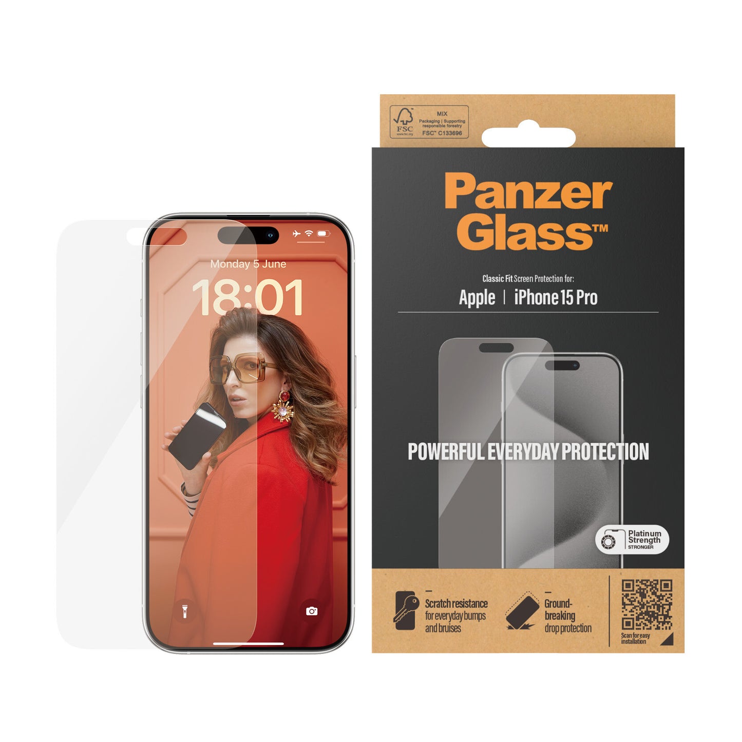 PanzerGlass Classic Fit Genomskinligt skärmskydd Apple 1 styck