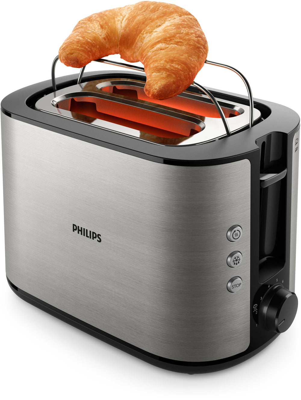 Philips Viva Collection HD2650/90 Brödrost – 2 skivor, brett rostningsfack, metall