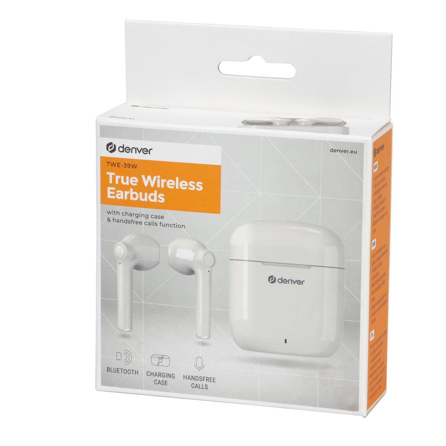 Denver TWE-39W hörlur och headset True Wireless Stereo (TWS) I öra Samtal/musik Bluetooth Vit