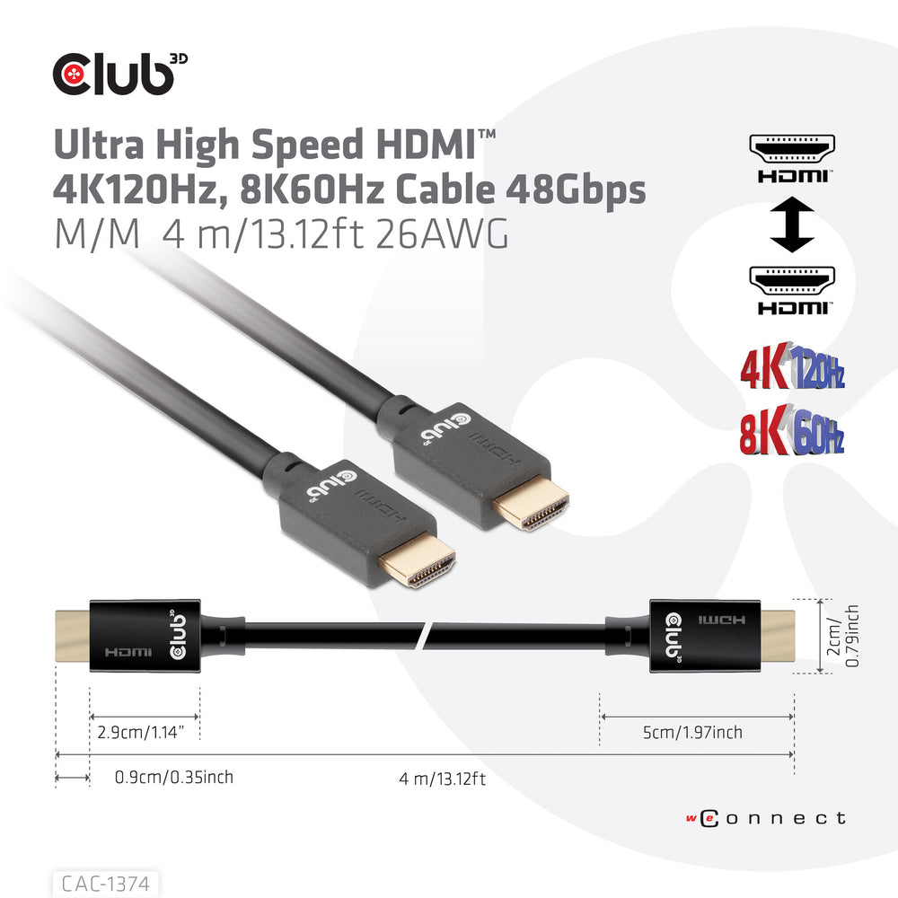 CLUB3D CAC-1374 HDMI-kabel 4 m HDMI Typ A (standard) Svart