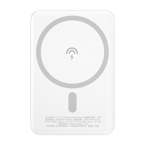 DUDAO wireless powerbank MagSafe 10W 5W Magsafe 5000mAh+ metal adapter ring for Trådlös laddning Vit