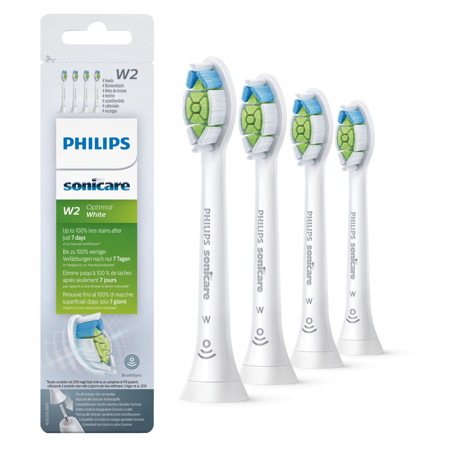 Philips W2 Optimal White HX6064/10 4x Soniska tandborsthuvuden - Vit