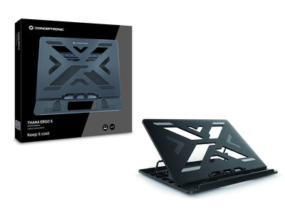 Conceptronic ERGO Laptop Cooling Stand Ställ till bärbara datorer Svart 39,6 cm (15.6")