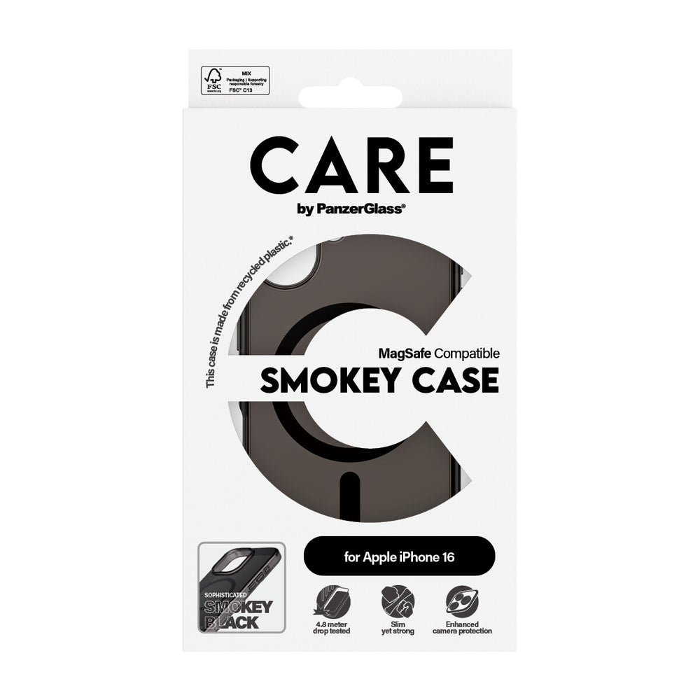 PanzerGlass CARE by PG Smokey w. MagS iPhone16 6.1 mobiltelefonfodral Omslag Transparent