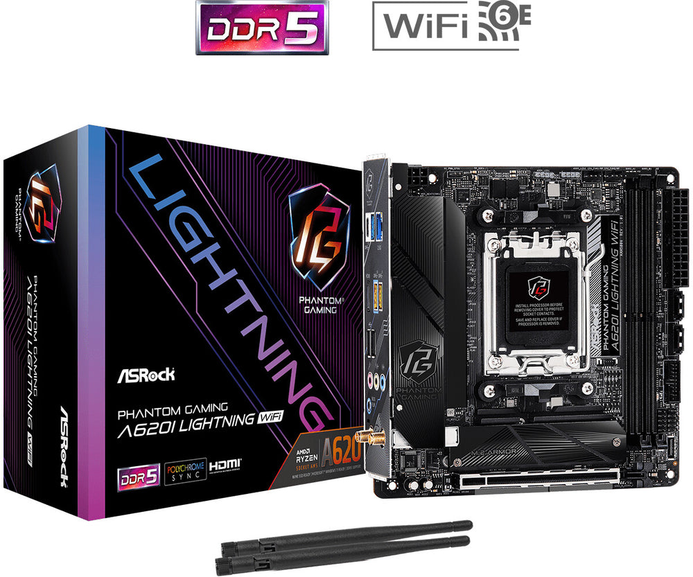 Asrock A620I Lightning WiFi AMD A620 AM5-sockel Mini-ITX