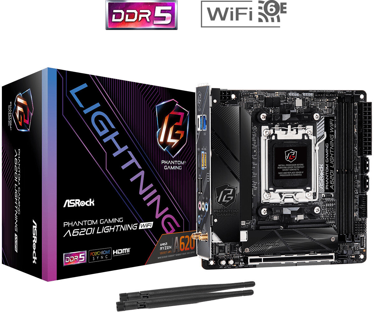 Asrock A620I Lightning WiFi AMD A620 AM5-sockel Mini-ITX
