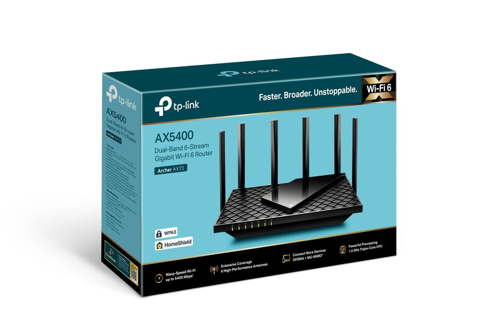 TP-Link Archer AX73 trådlös router Gigabit Ethernet Dual-band (2,4 GHz / 5 GHz) Svart