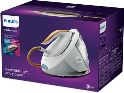 Philips 7000 series PSG7040/10 ångstrykjärnsladdare 2100 W 1,8 l Stryksula SteamGlide Elite Guld, Vit