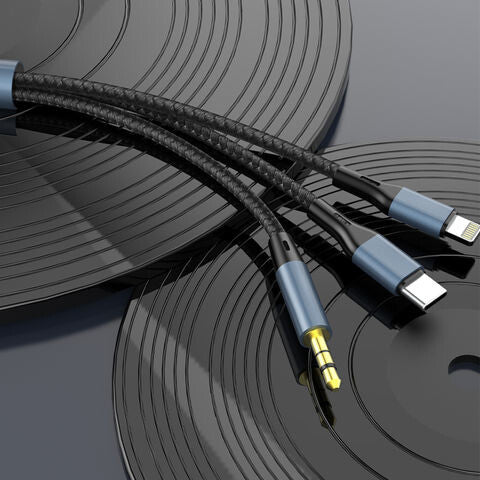 DUDAO L12Pro 3in1 USB cable USB-kablar 1 m USB C Grå