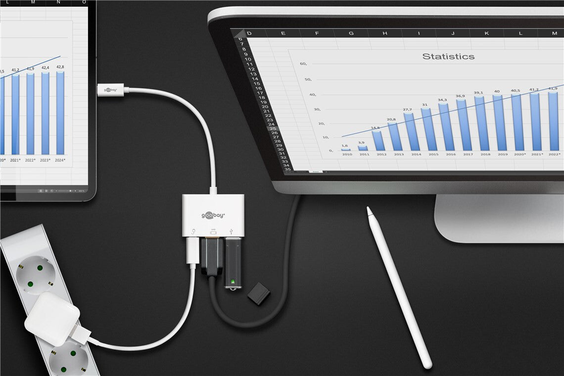 Goobay 62104 dockningsstationer för bärbara datorer USB Type-C Vit