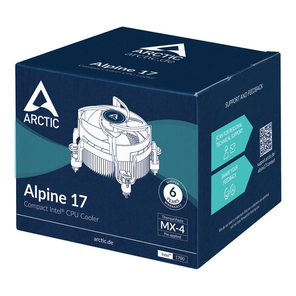 ARCTIC Alpine 17 Processor Luftkylare 9,2 cm Svart, Silver 1 styck