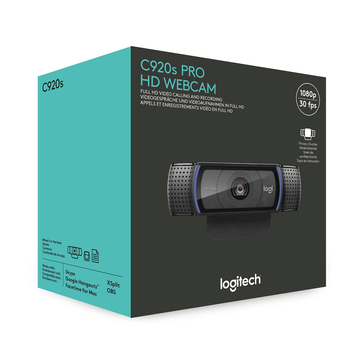 Logitech 960-001252 webbkameror 1920 x 1080 pixlar USB Svart