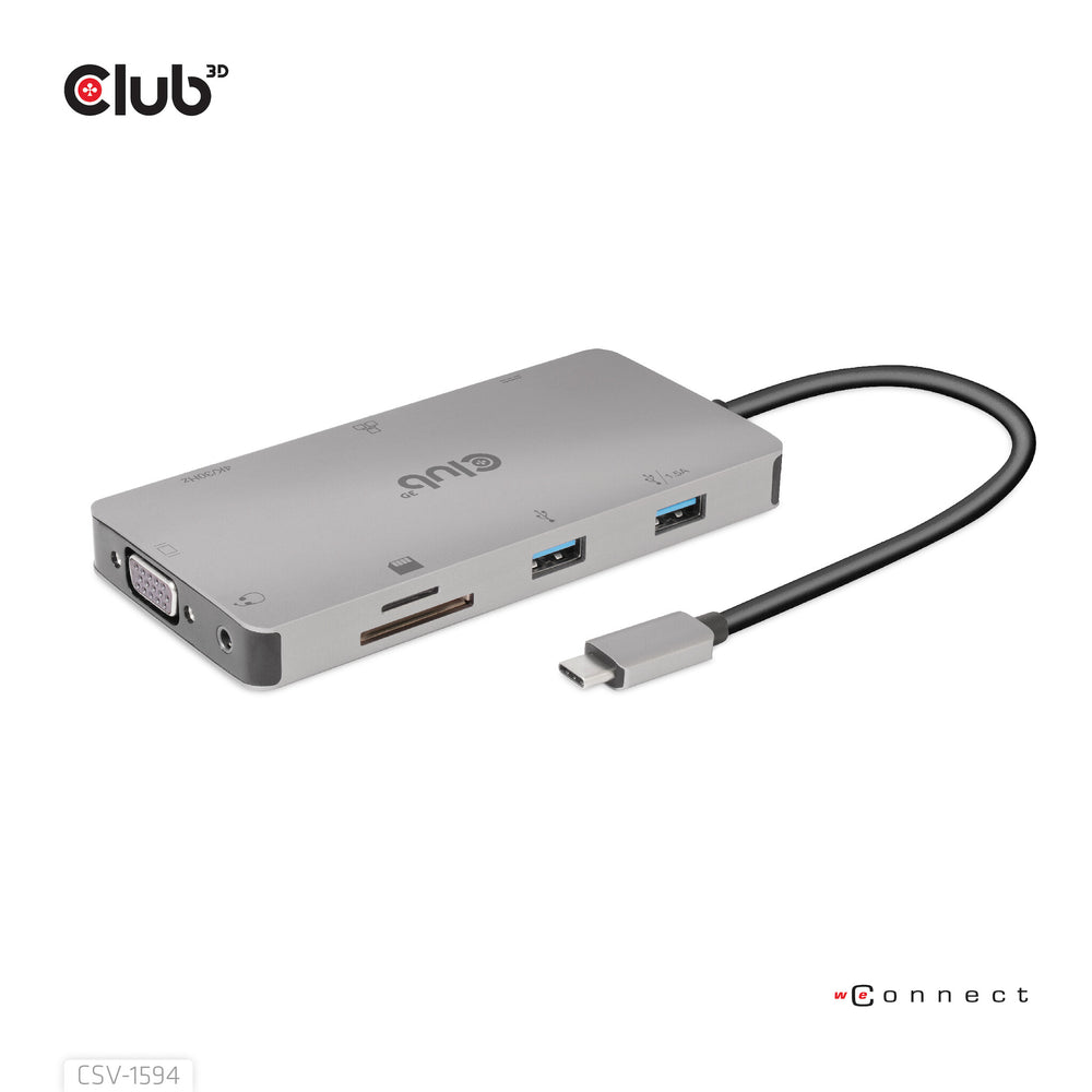 CLUB3D CSV-1594 dockningsstationer för bärbara datorer USB 3.2 Gen 1 (3.1 Gen 1) Type-C Svart, Grå