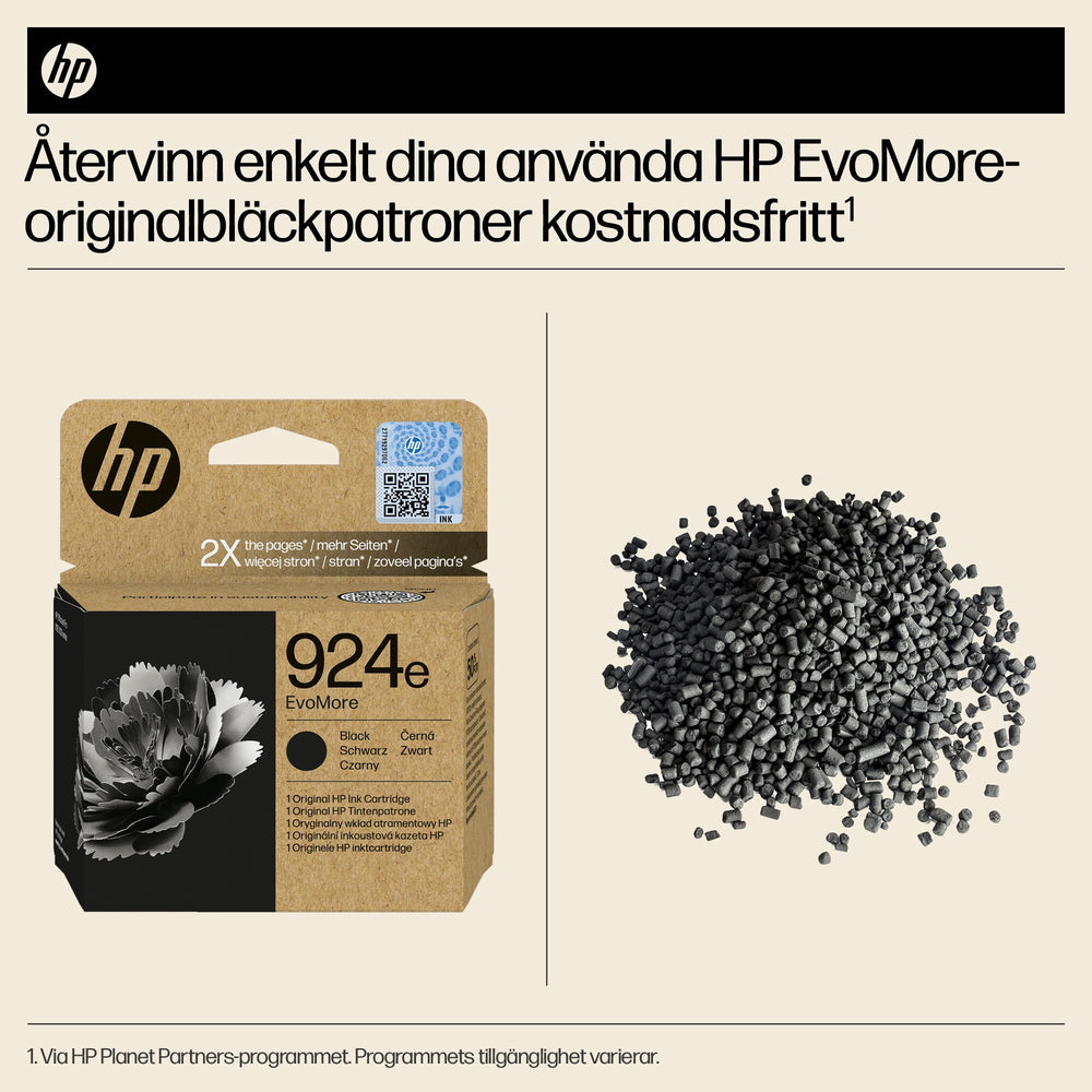 HP 924e EvoMore svart originalbläckpatron