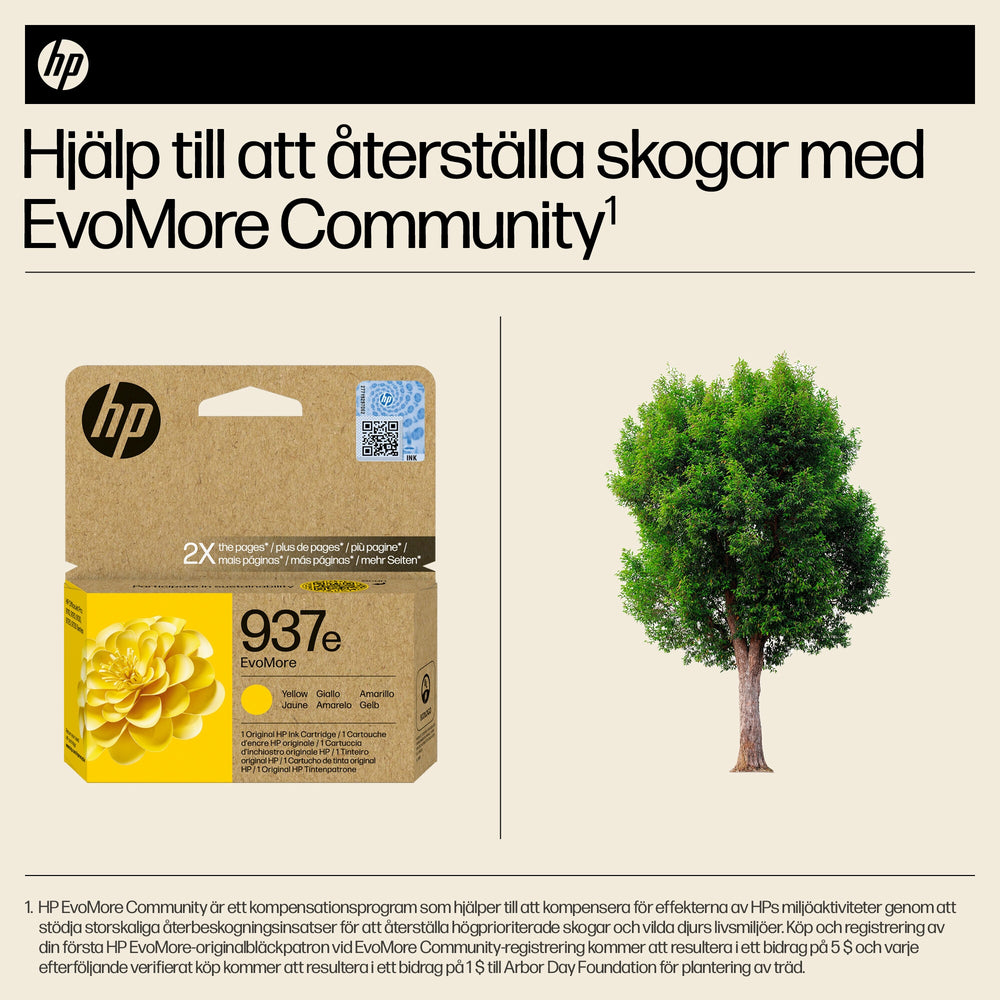 HP 937e EvoMore gul originalbläckpatron
