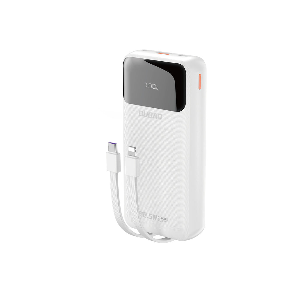 DUDAO K15Pro 20000mAh 22.5Watt 2x cable White Litium Polymer (LiPo) Vit