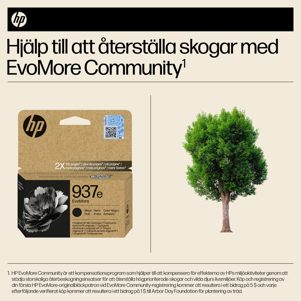 HP 937e EvoMore svart originalbläckpatron