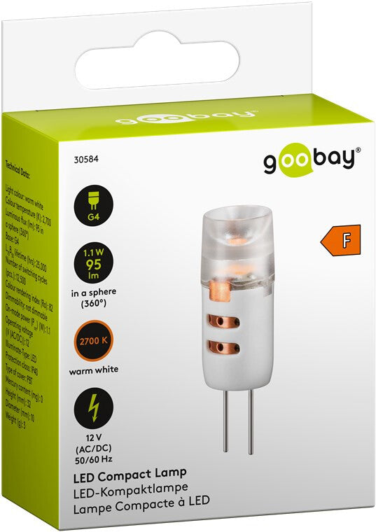 Goobay 30584 LED-lampor Varmvitt 2700 K 1,2 W G4 F