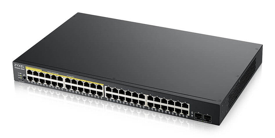 Zyxel GS1900-48HPv2 hanterad L2 Gigabit Ethernet (10/100/1000) Strömförsörjning via Ethernet (PoE) stöd Svart