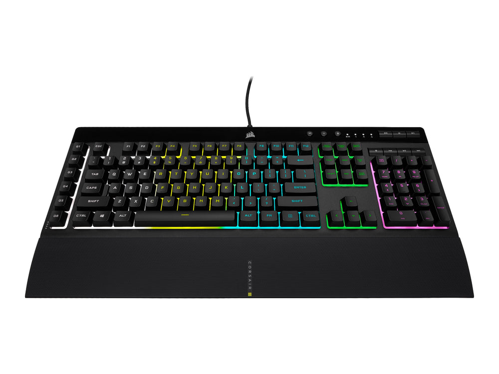 Corsair K55 RGB PRO Gamingtangentbord – Nordisk Layout, RGB (16,8M), Anti-Ghosting, USB, Handledsstöd (Svart)
