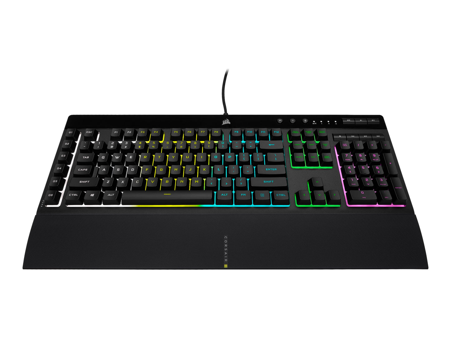 Corsair K55 RGB PRO Gamingtangentbord – Nordisk Layout, RGB (16,8M), Anti-Ghosting, USB, Handledsstöd (Svart)