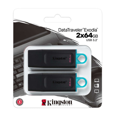 Kingston Technology DataTraveler Exodia USB-sticka 64 GB USB Type-A 3.2 Gen 1 (3.1 Gen 1) Svart, Turkos