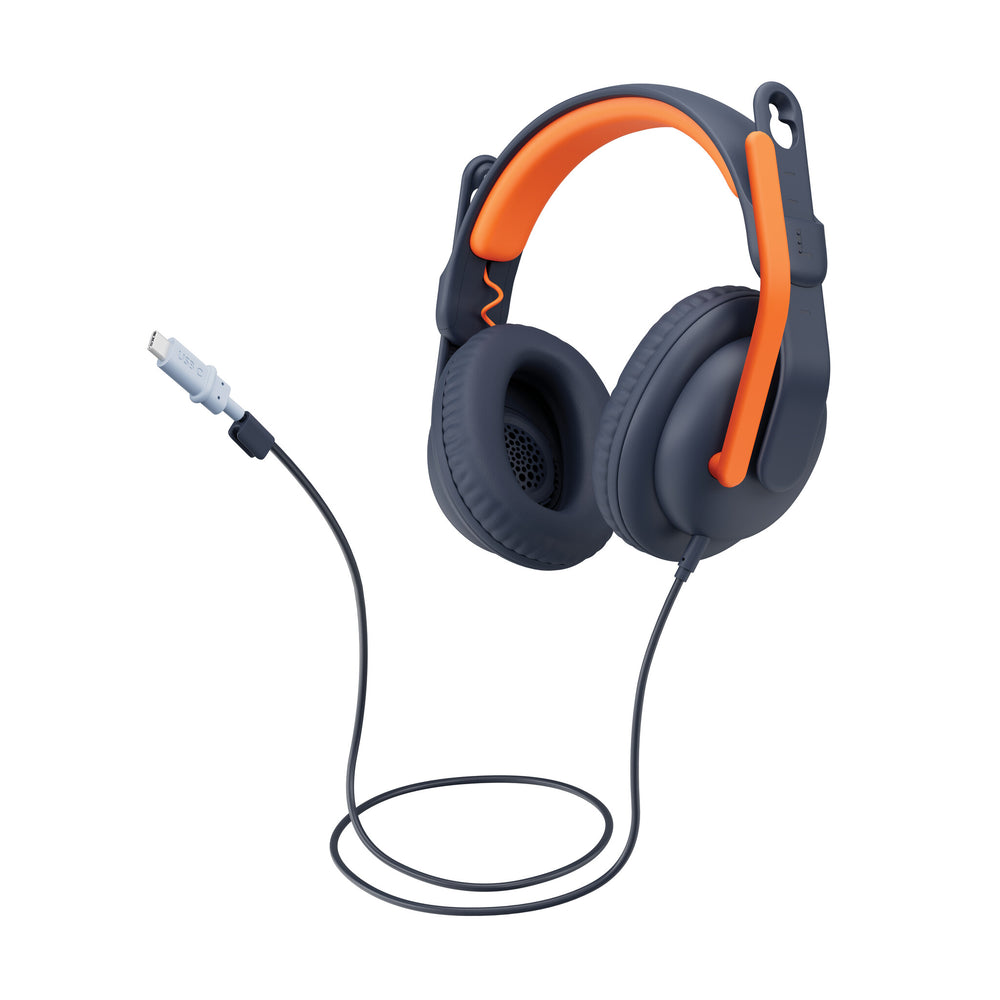 Logitech Zone Learn Headset Kabel Huvudband Utbildning USB Type-C Blå, Orange