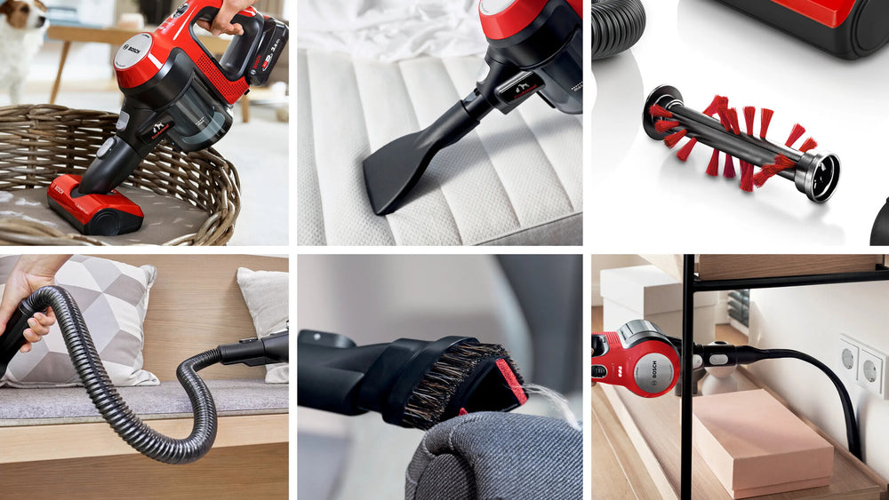 Bosch BCS711PET upprättstående dammsugare och elektrisk sopborste Skaftdammsugare Batteri Torr Utan påse 0,3 l Svart, Röd 3 Ah