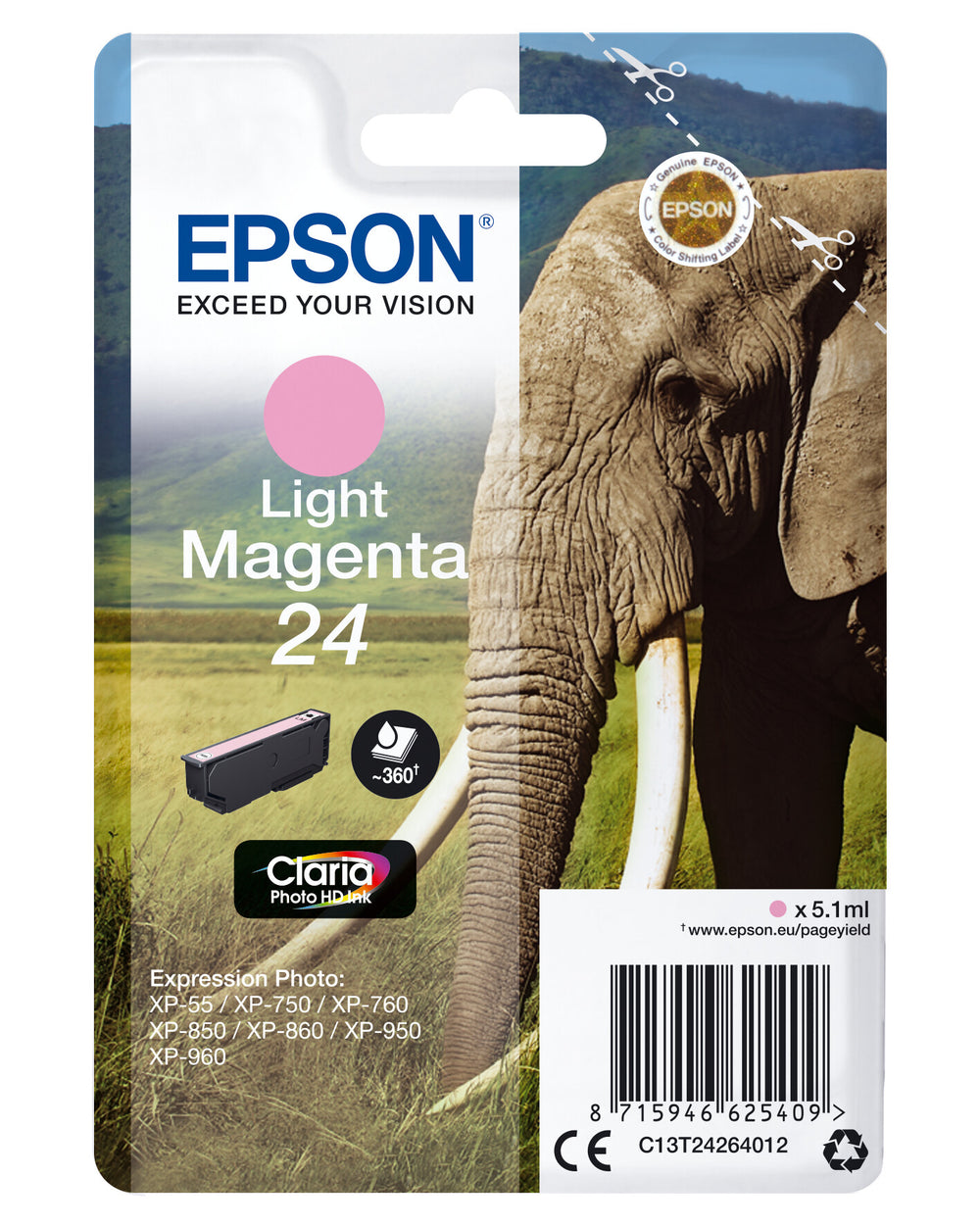 Epson Elephant Enpack ljus magenta 24 Claria Photo HD-bläck