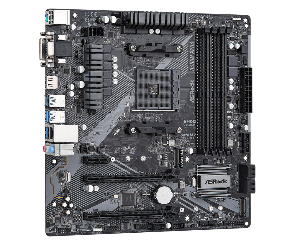 Asrock B450M Pro4 R2.0 AMD B450 Uttag AM4 micro ATX