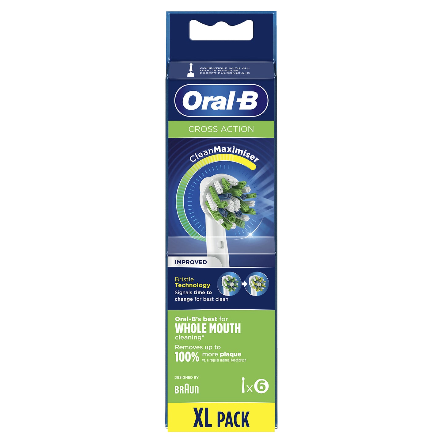 Oral-B CrossAction 80339345 tandborsthuvuden 6 styck Blå, Grön, Vit