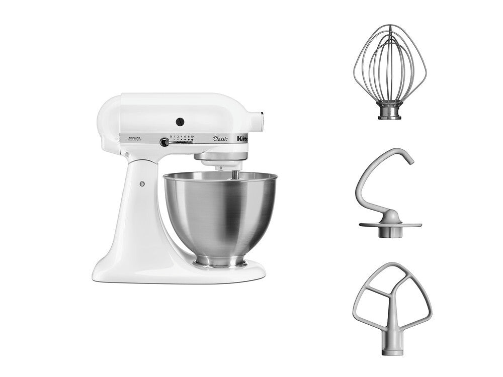 KitchenAid 5K45SSEWH Stativmixer 275 W Metallisk, Vit