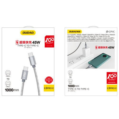 DUDAO Kabel USB USB-C - 1 m Szary 80080 USB-kablar USB C Grå