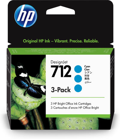 HP 712 3-pack med 29 ml cyan DesignJet-bläckpatroner